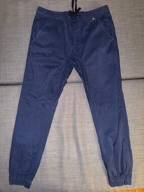 Men's Navy Elastic-Waist Jogger Pants XL
